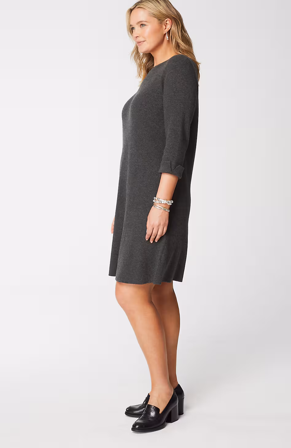Flounced-Hem Sweater Dress