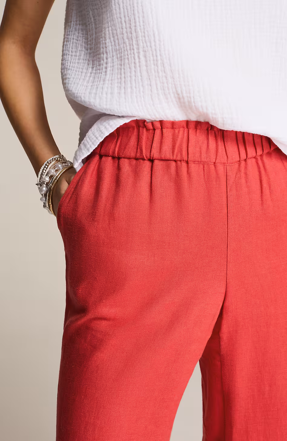 Linen-Trimmed Wide-Leg Crops