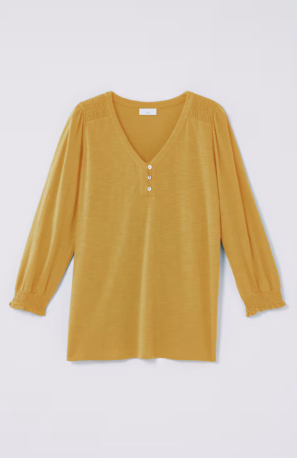 Smocked-Sleeve Henley Top