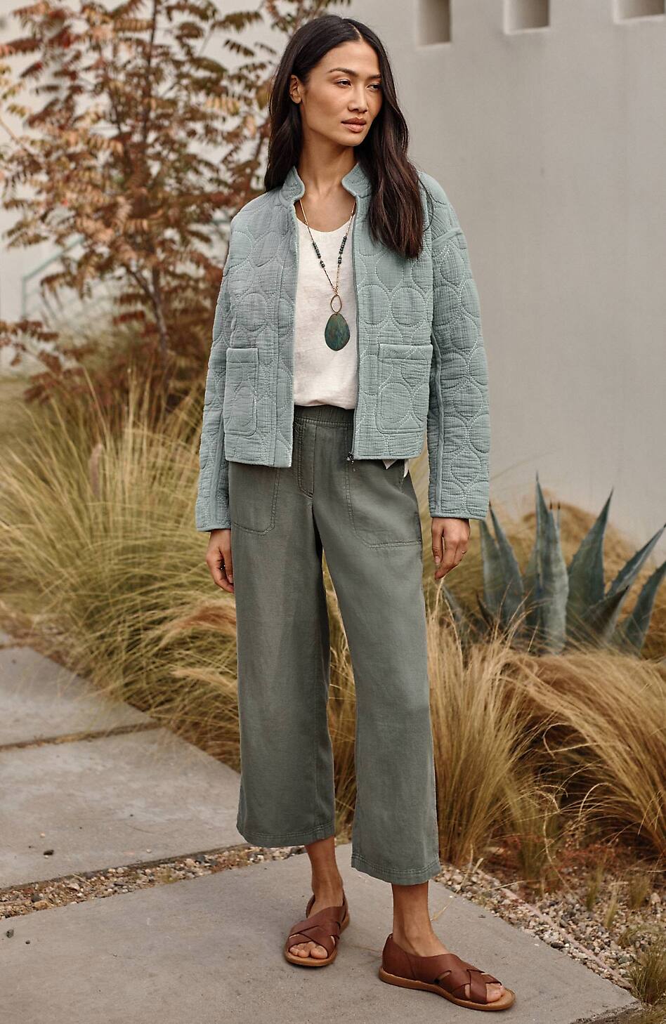 Pure Jill Linen-Blend Wide-Leg Crops