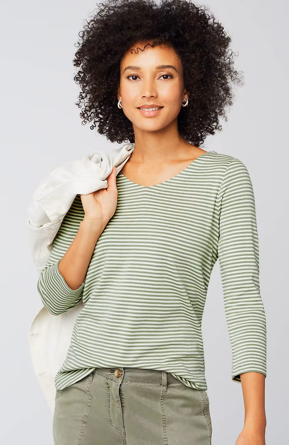 Pima 3/4-Sleeve V-Neck Tee