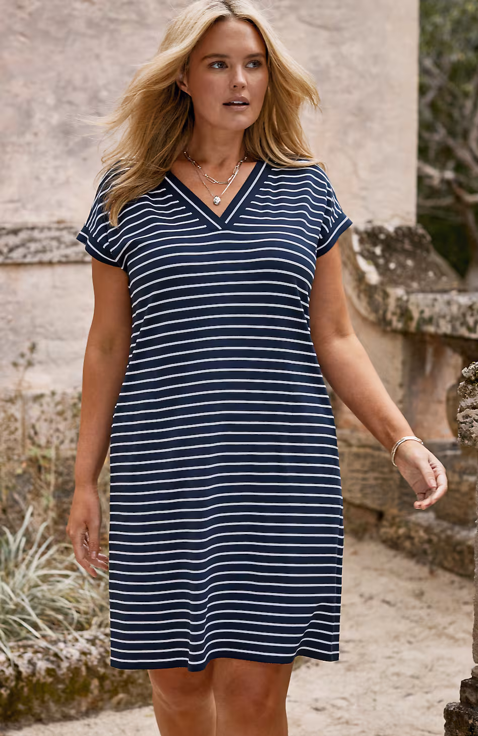 Wearever Cuffed V-Neck T-Shirt Dress