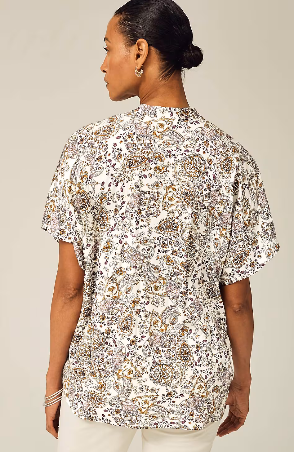 Relaxed Printed Satin Top