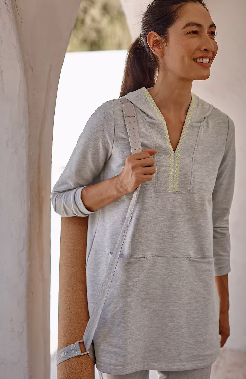 Fit Elevate Terry Embroidered Hooded Tunic