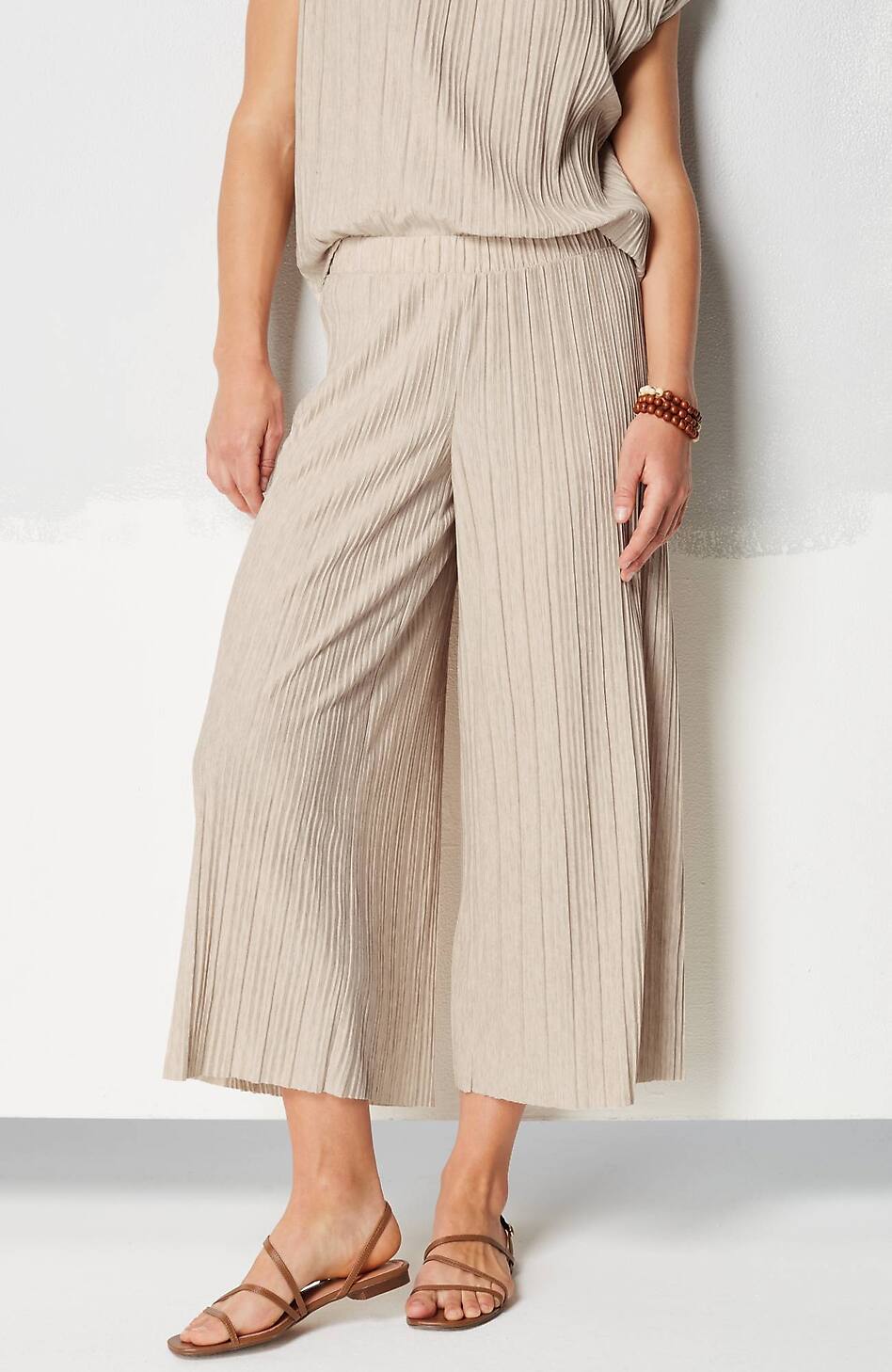 Pure Jill Pleated Jersey-Knit Crops