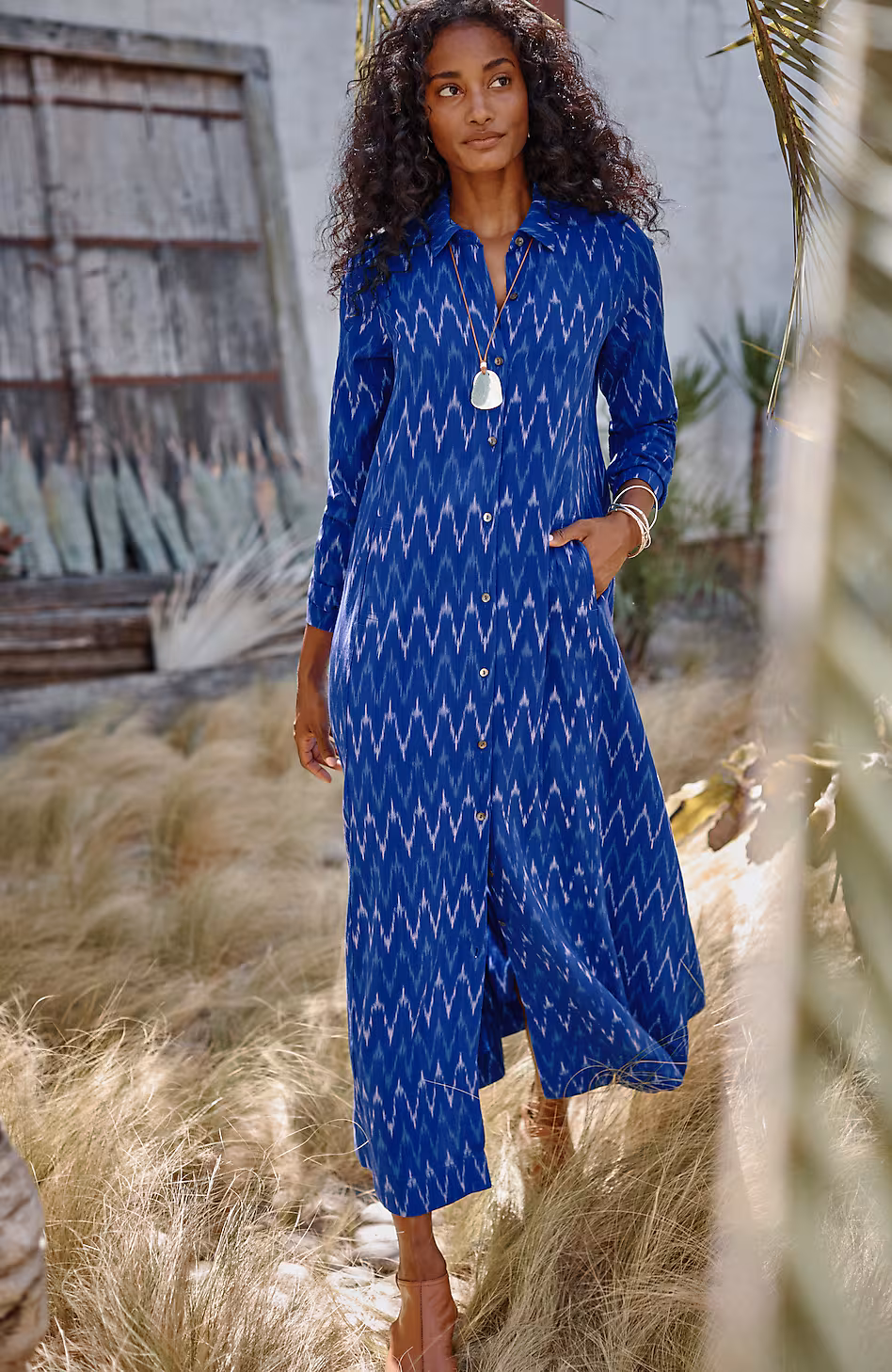 Pure Jill Ikat Maxi Shirtdress