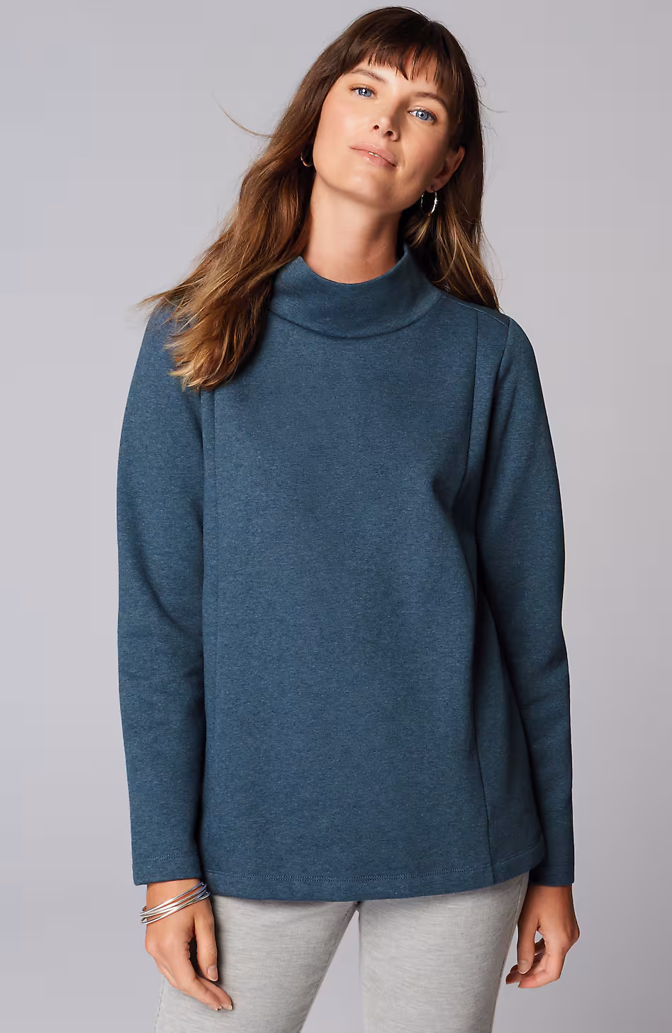 Seamed Mock-Neck Top