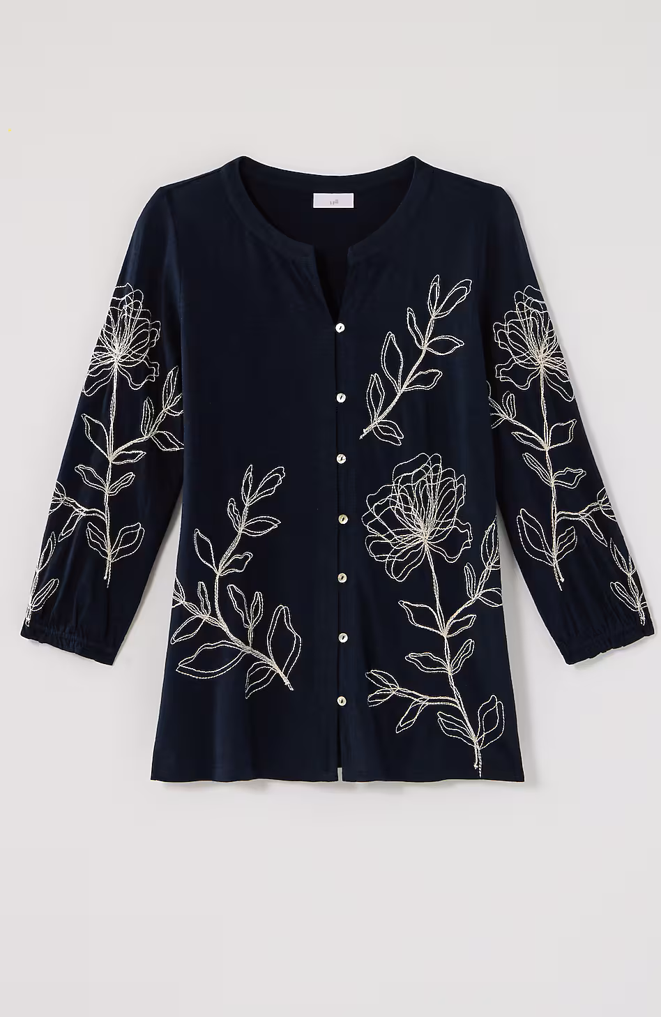 Stencil-Embroidered Top