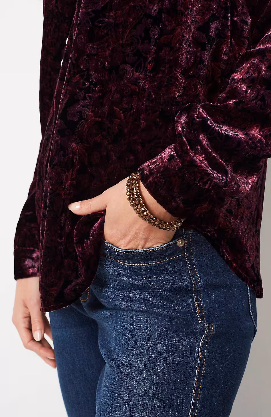 Velvet Paisley-Printed Top