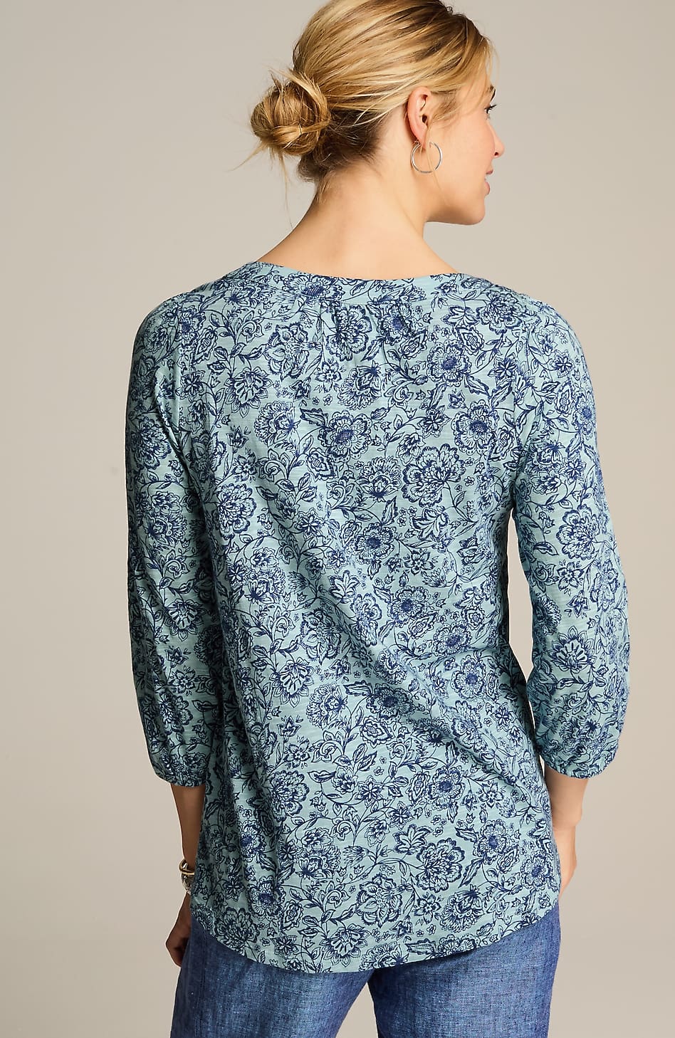 Pure Jill Embroidered Henley Tunic