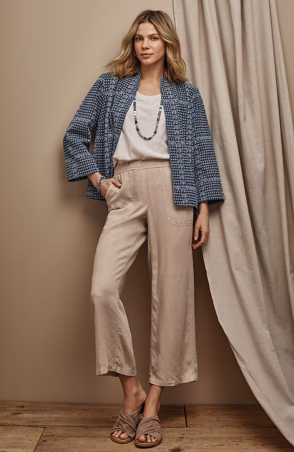 Pure Jill Linen-Blend Wide-Leg Crops