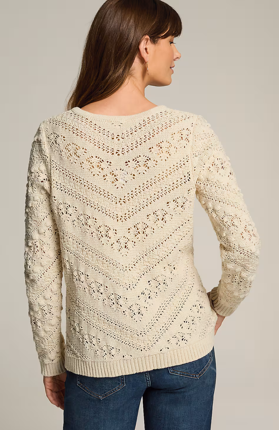 Open-Texture Split-Neck Sweater