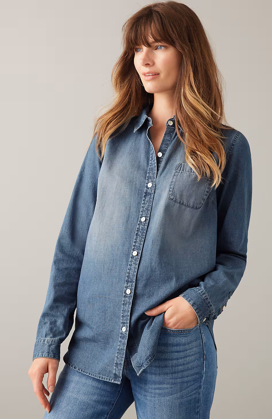 One-Pocket Button-Front Shirt