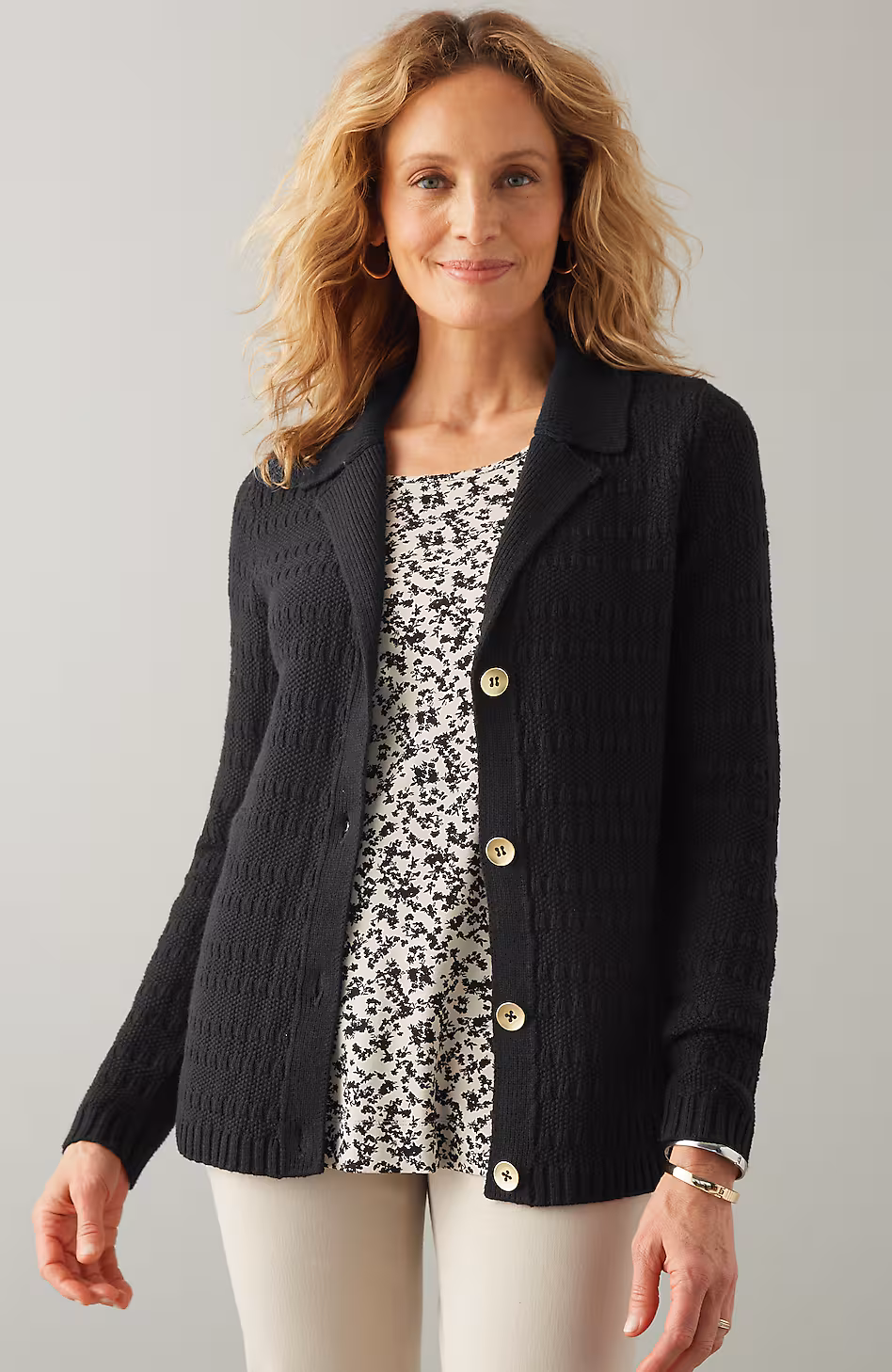 Wearever Textured Collared Cardi