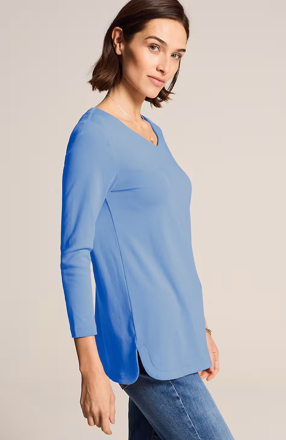 Pima 3/4-Sleeve V-Neck Tee