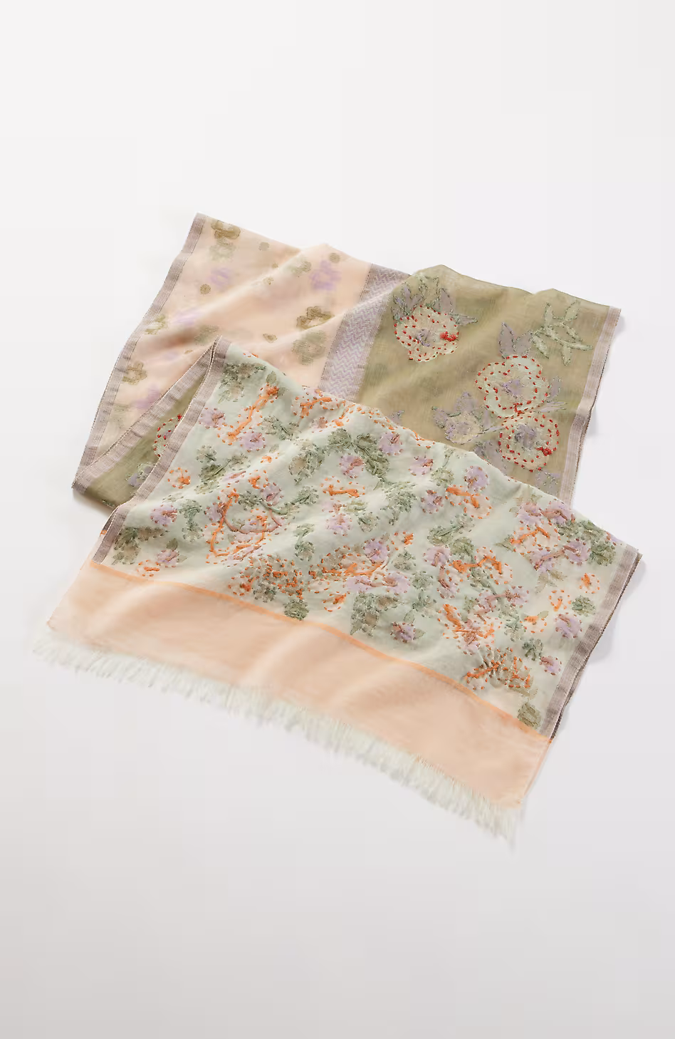Compassion Fund Floral-Embroidered Scarf