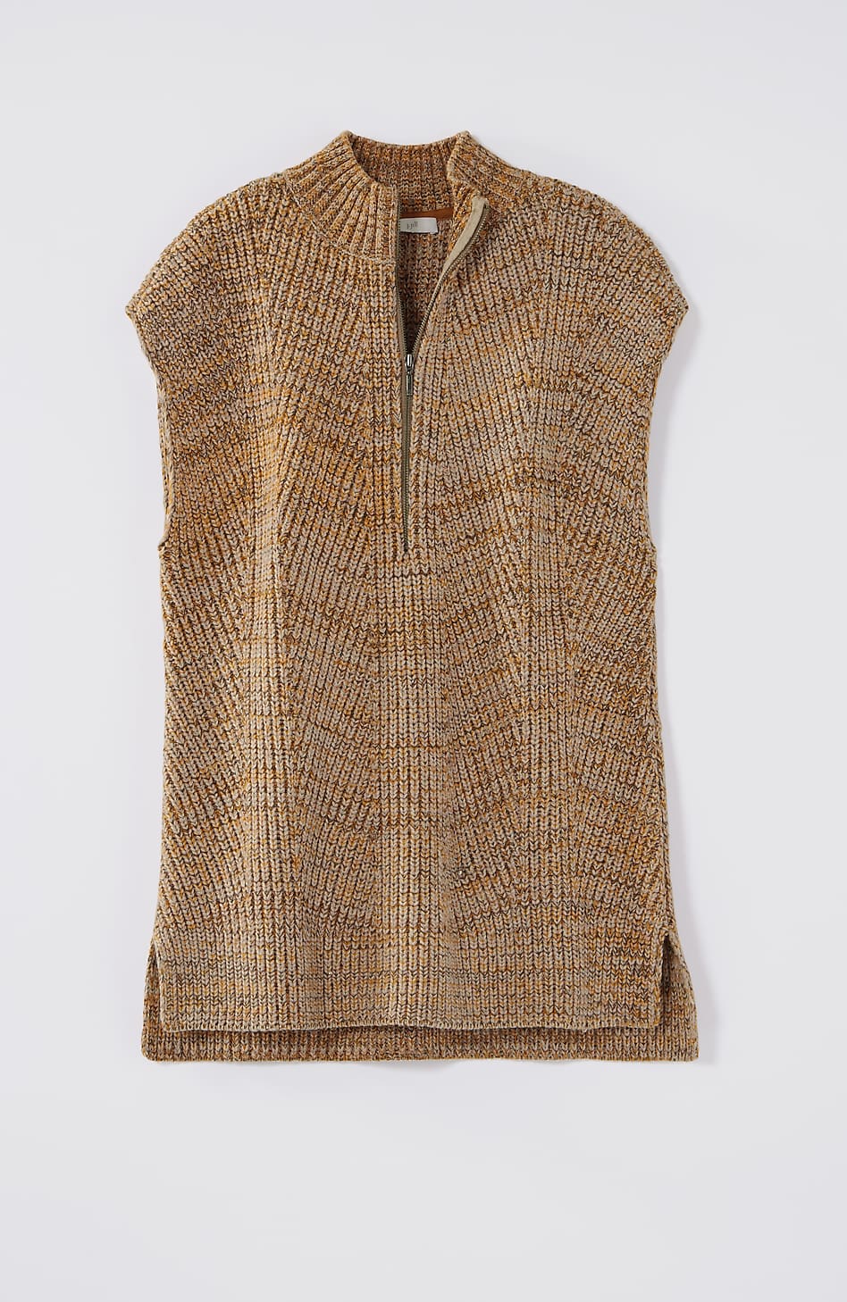 Rib-Textured Marled Sweater-Vest