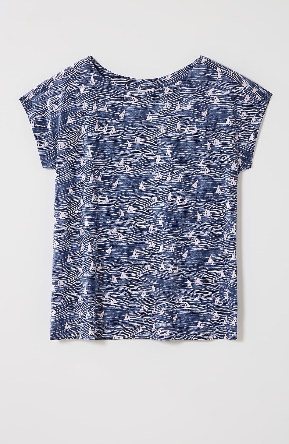 Boat-Neck Buttoned-Back Tee