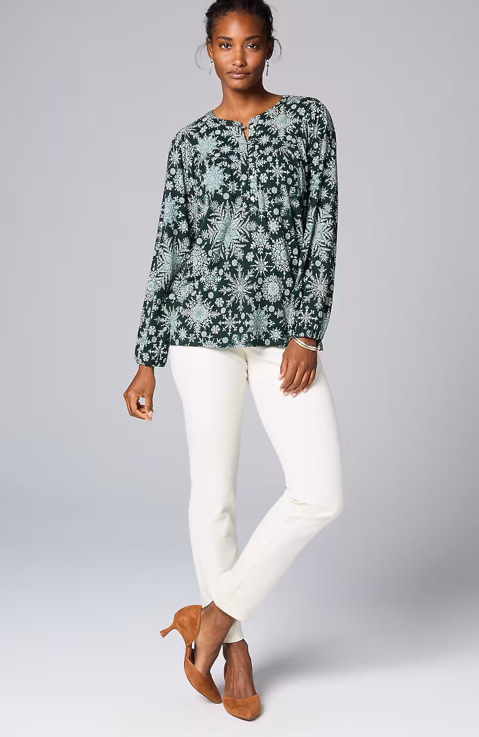 Printed Peasant Top