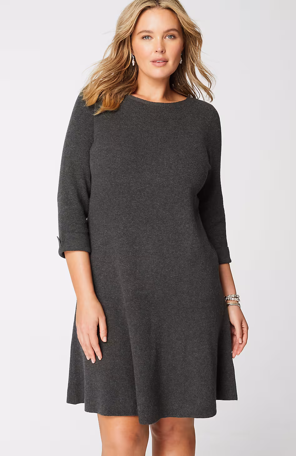 Flounced-Hem Sweater Dress