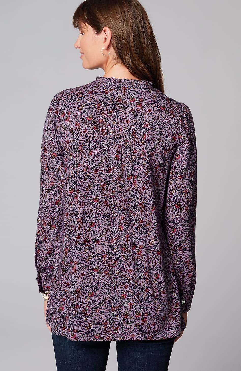 Ruffle-Trim Pintucked Tunic