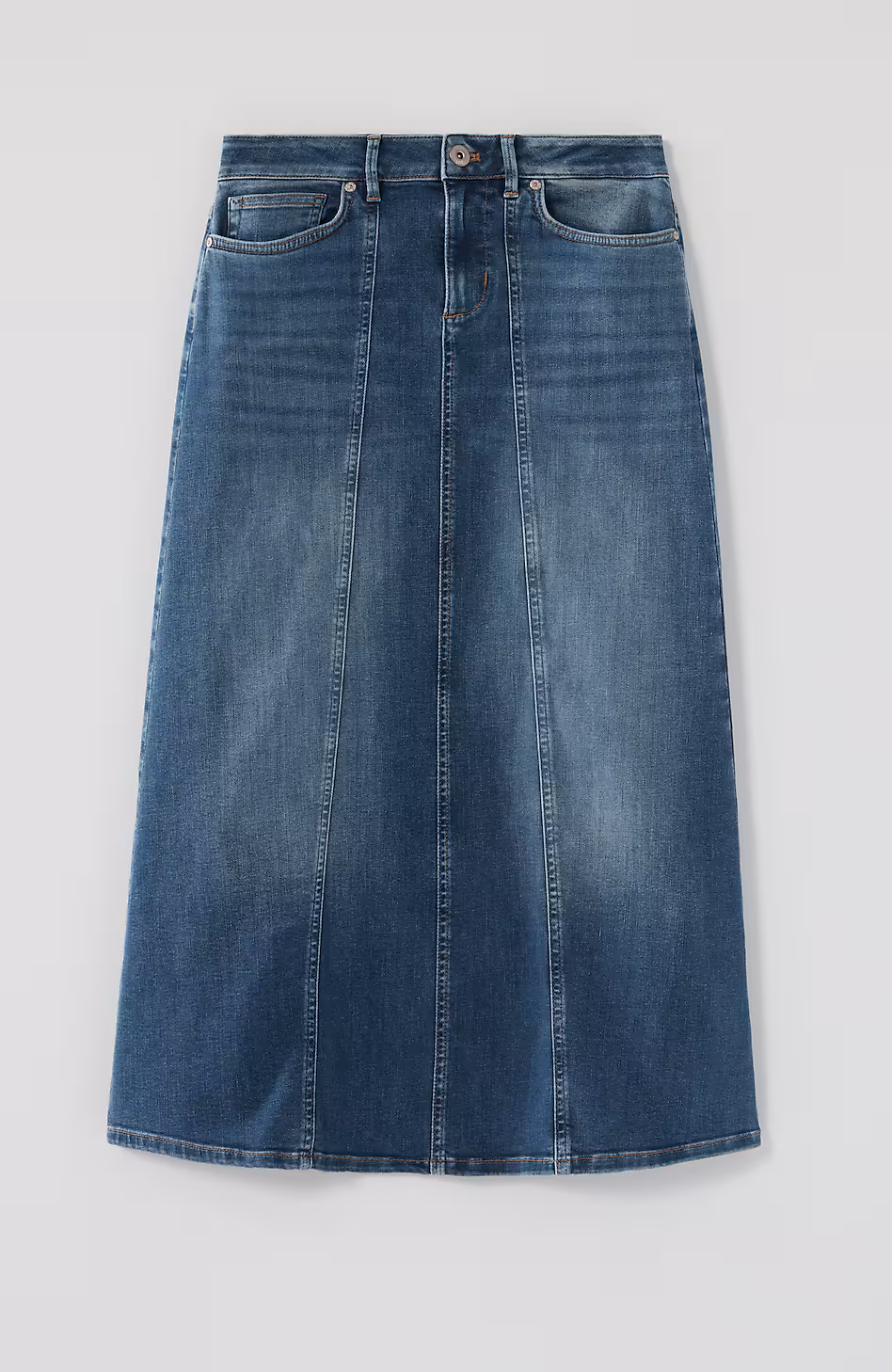 Seamed Denim Maxi Skirt