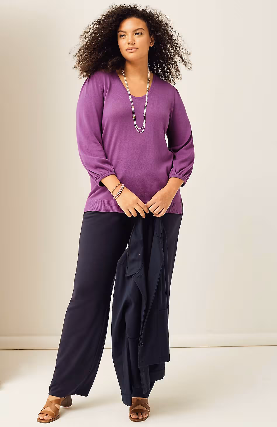 Wearever Silk-Blend Blouson-Sleeve Sweater