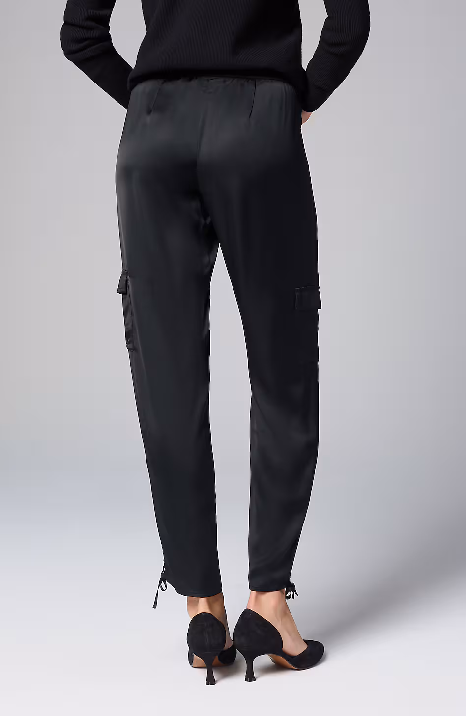 Straight-Leg Satin Cargo Pants