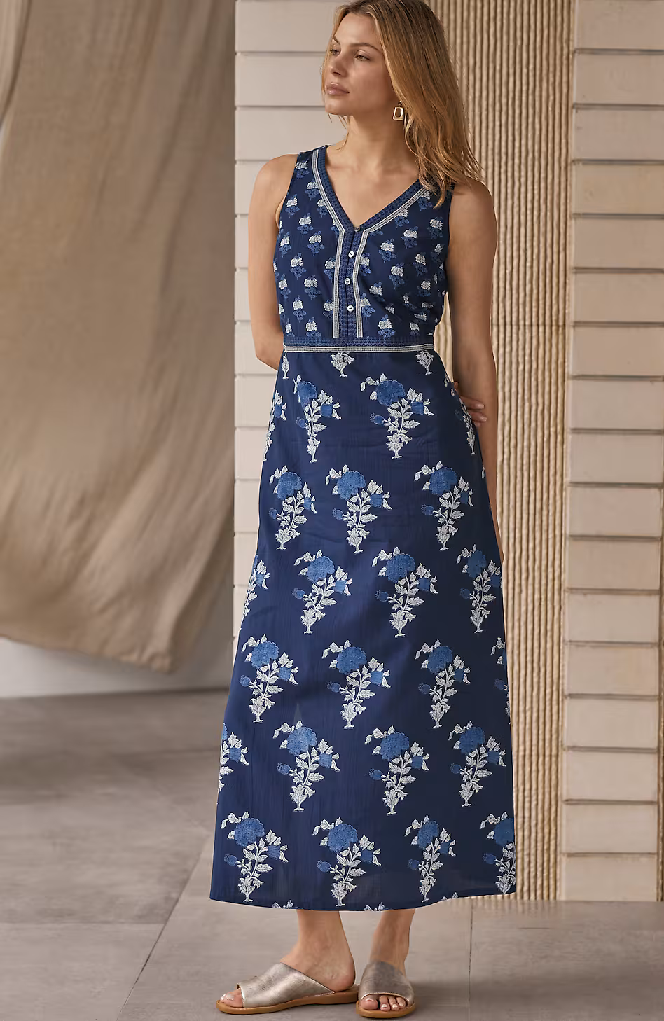Pure Jill Mixed-Print Maxi Dress