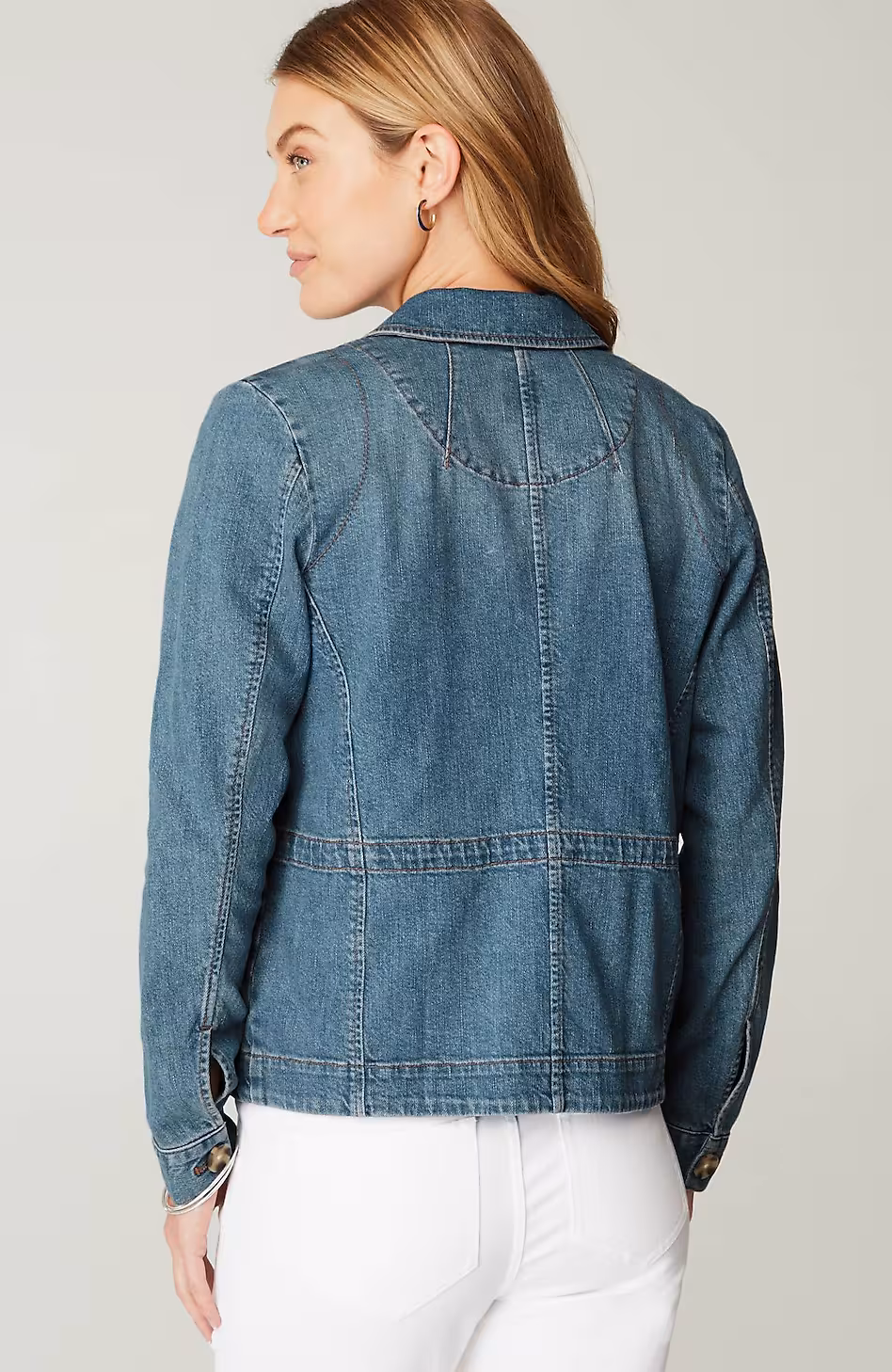Curved-Hem Denim Jacket