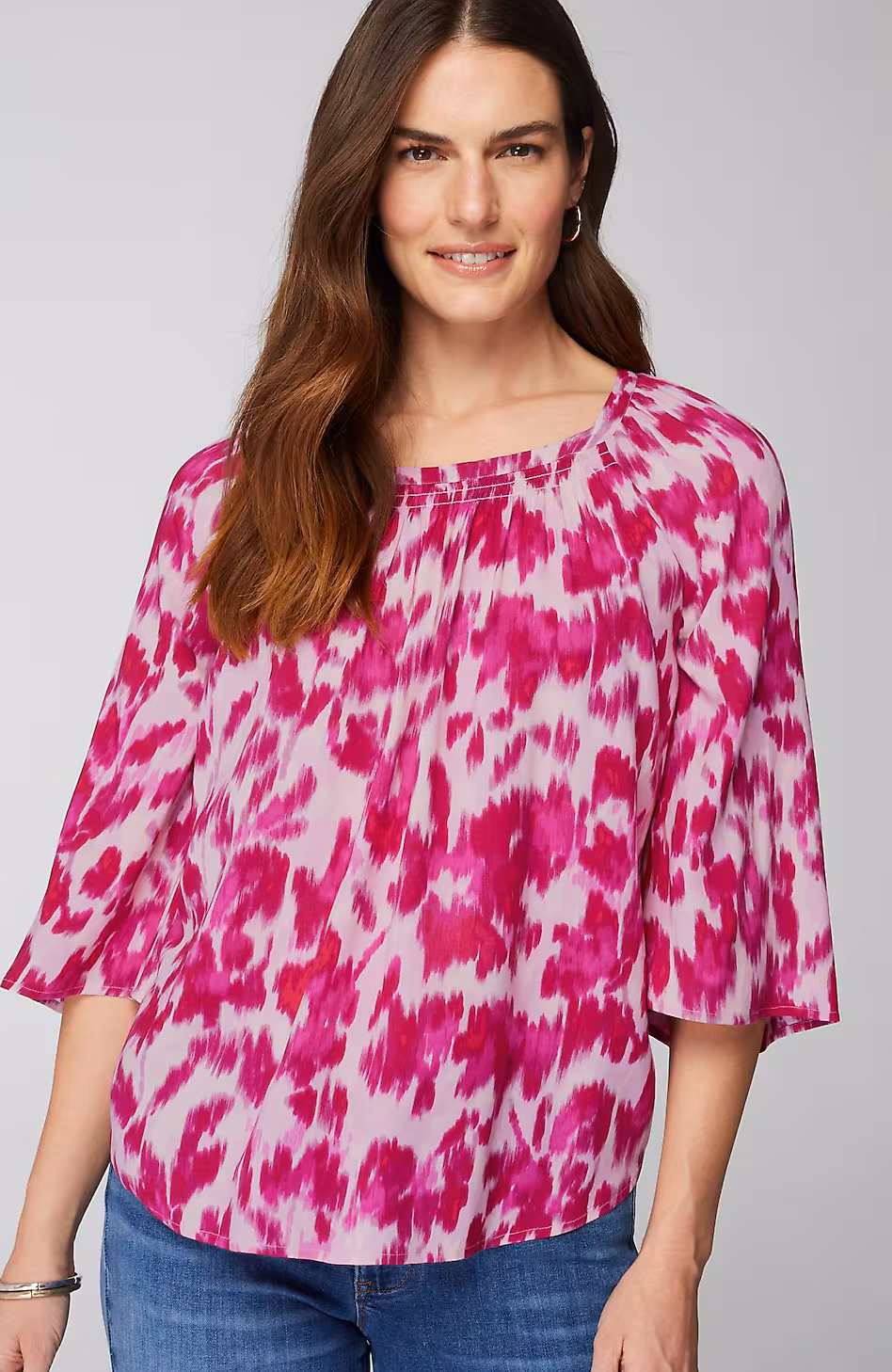 Smocked Scoop-Neck Top