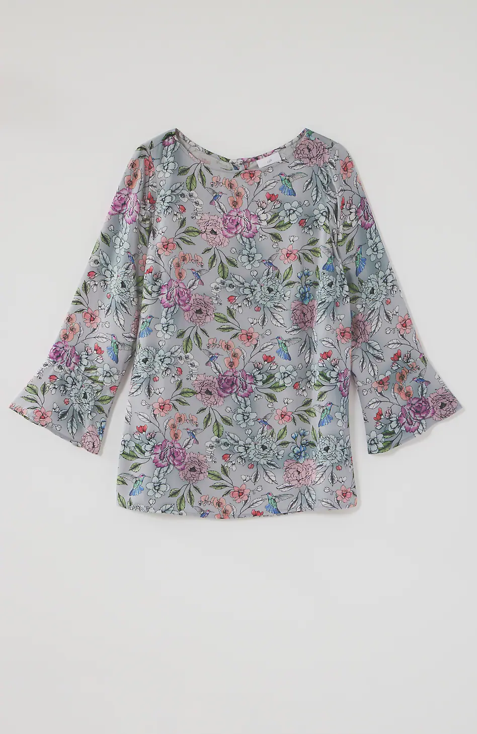 Hummingbird-Printed Satin Top