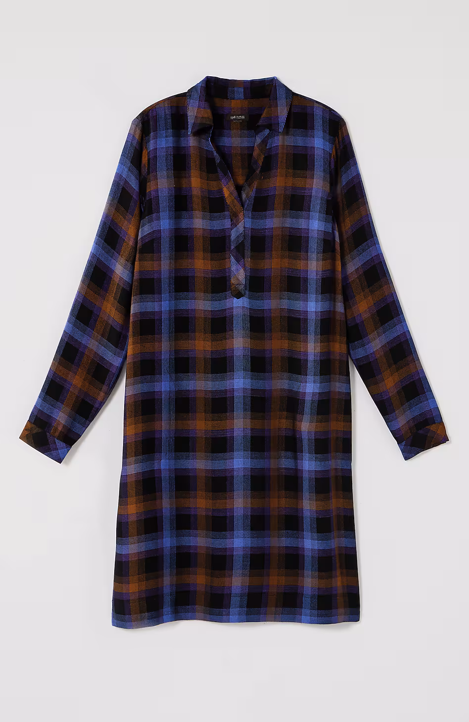 Plaid Split-Neck Dress