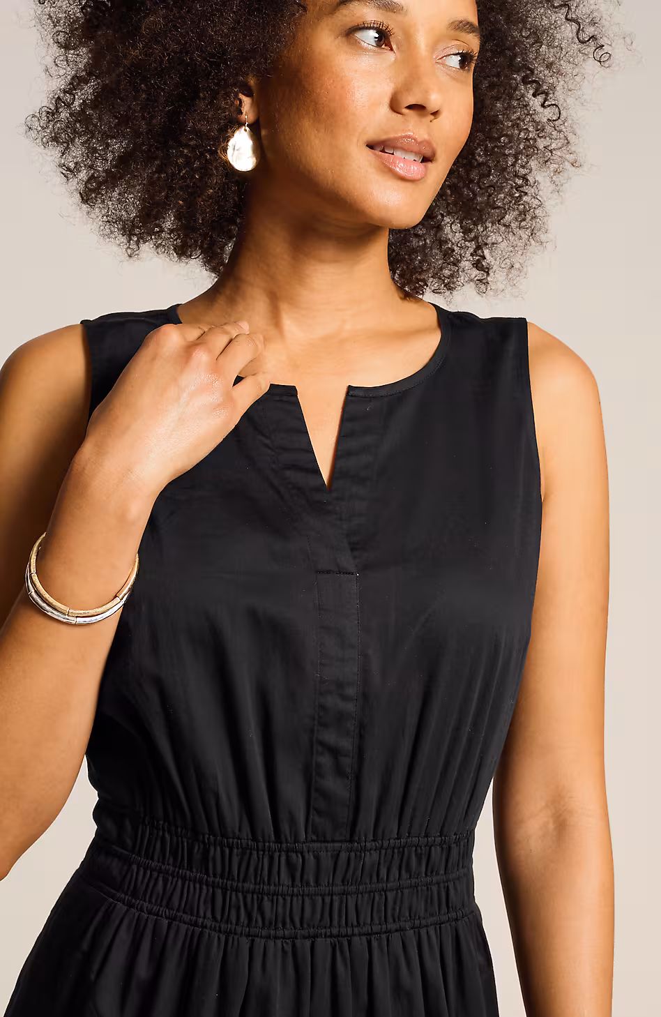 Embroidered Elastic-Waist Midi Dress