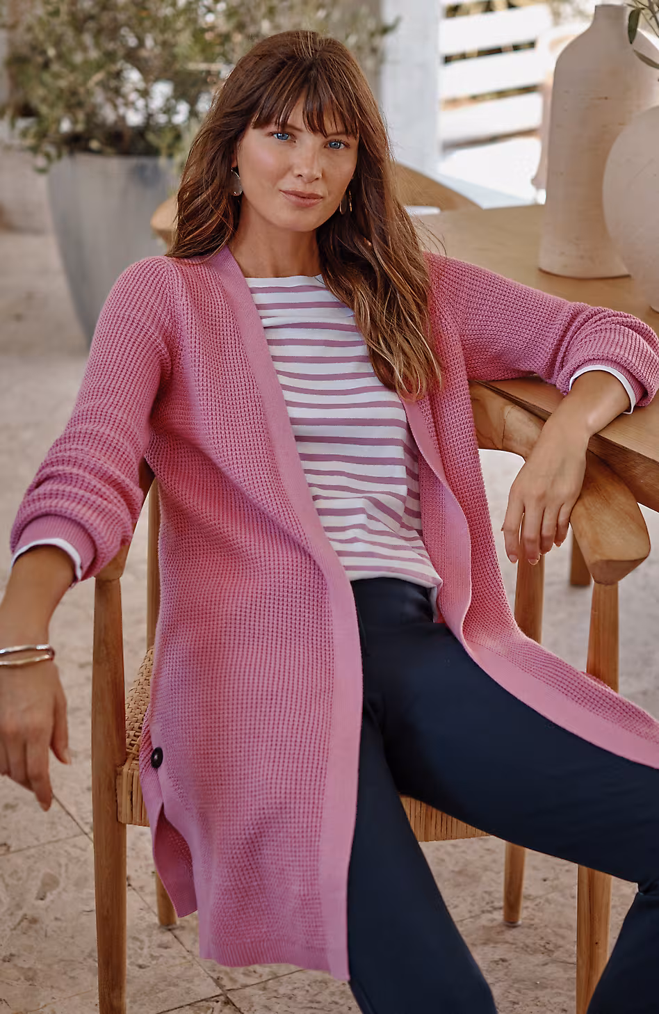 Textured Open-Front Cardi