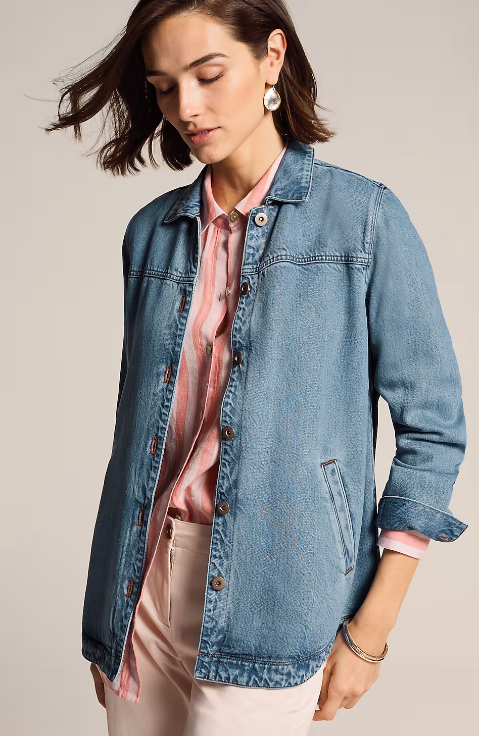 Soft Denim Shirttail Jacket