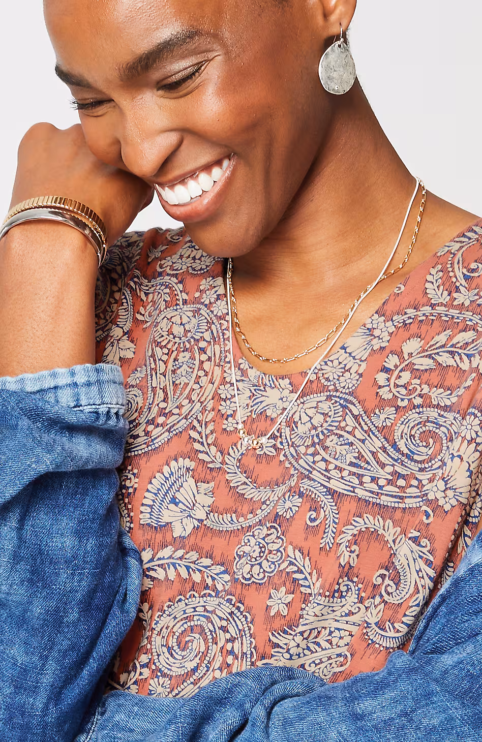 Pure Jill Placed-Border Maxi Dress