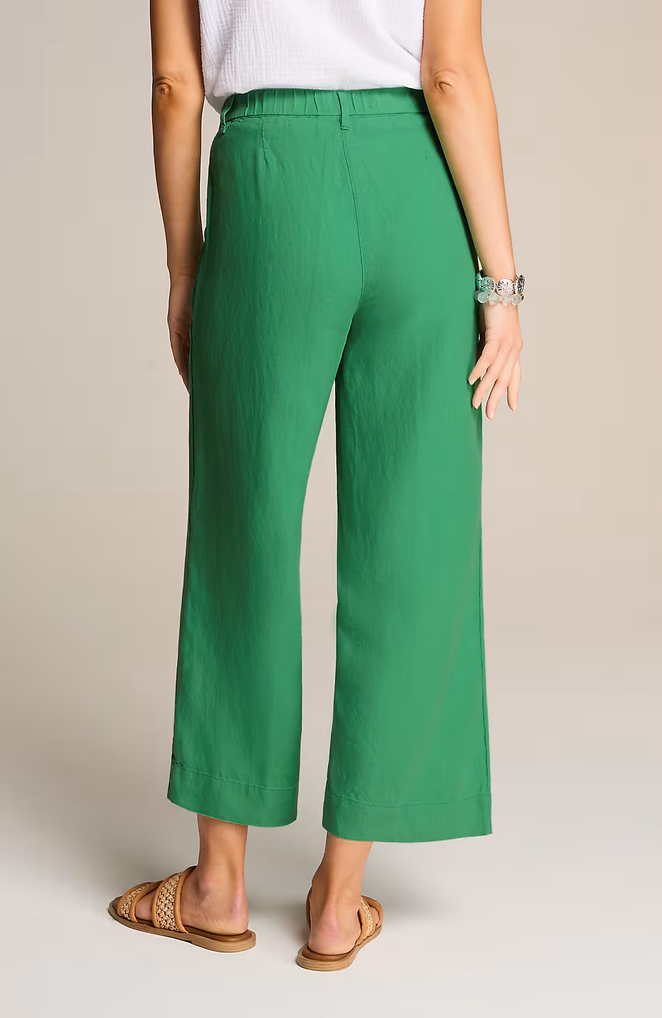 Linen Creased-Front Wide-Leg Pants
