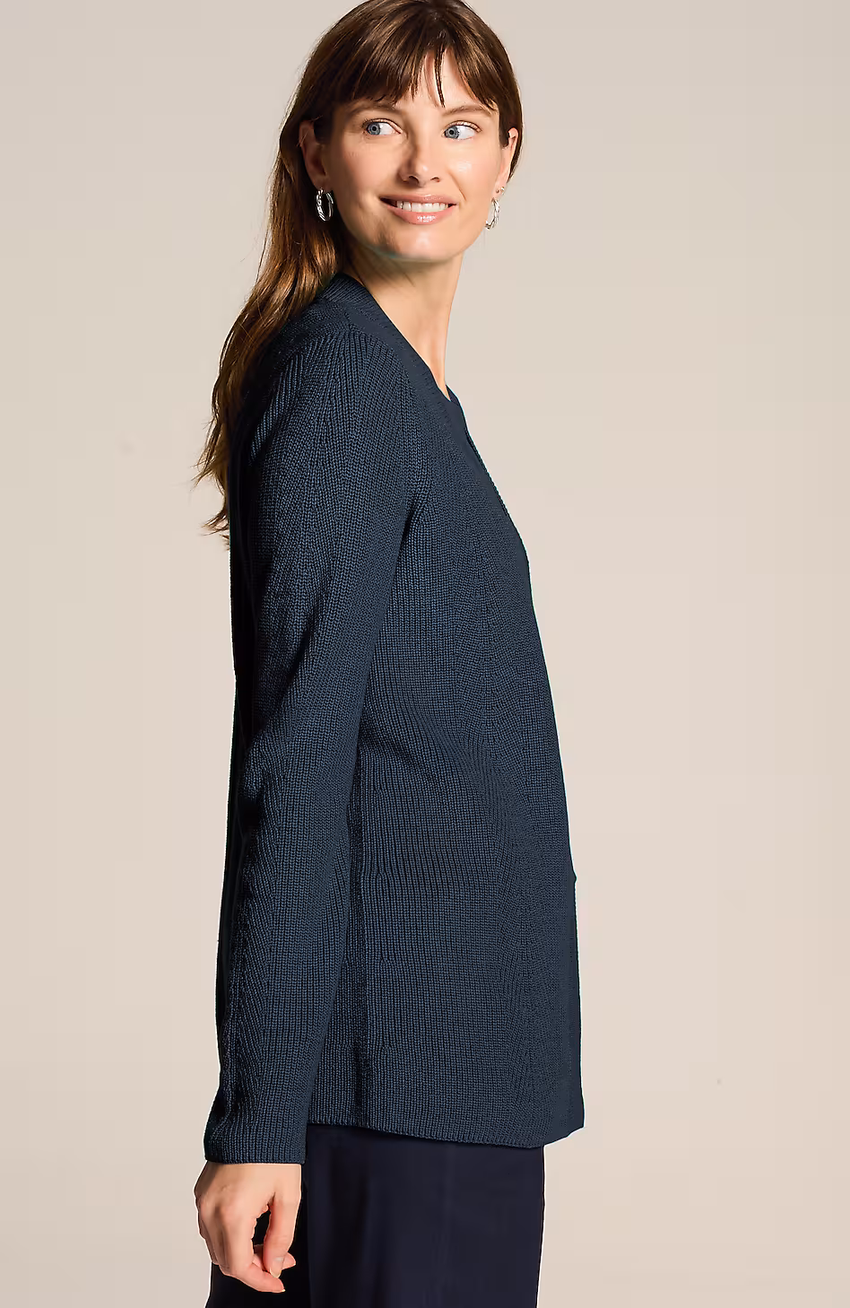 Ribbed Open-Front Cardi