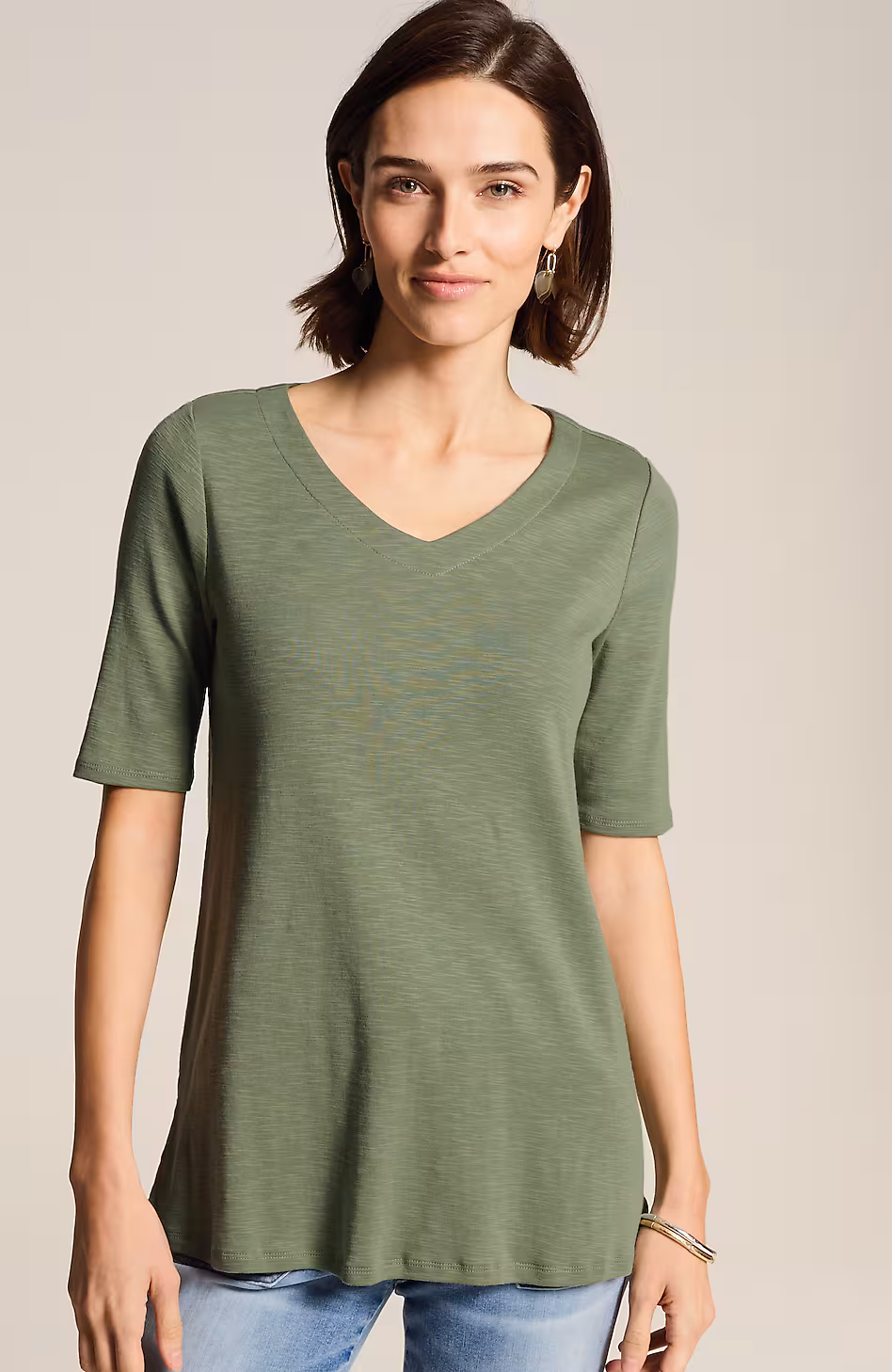 Pima-Slub Elbow-Sleeve Tee