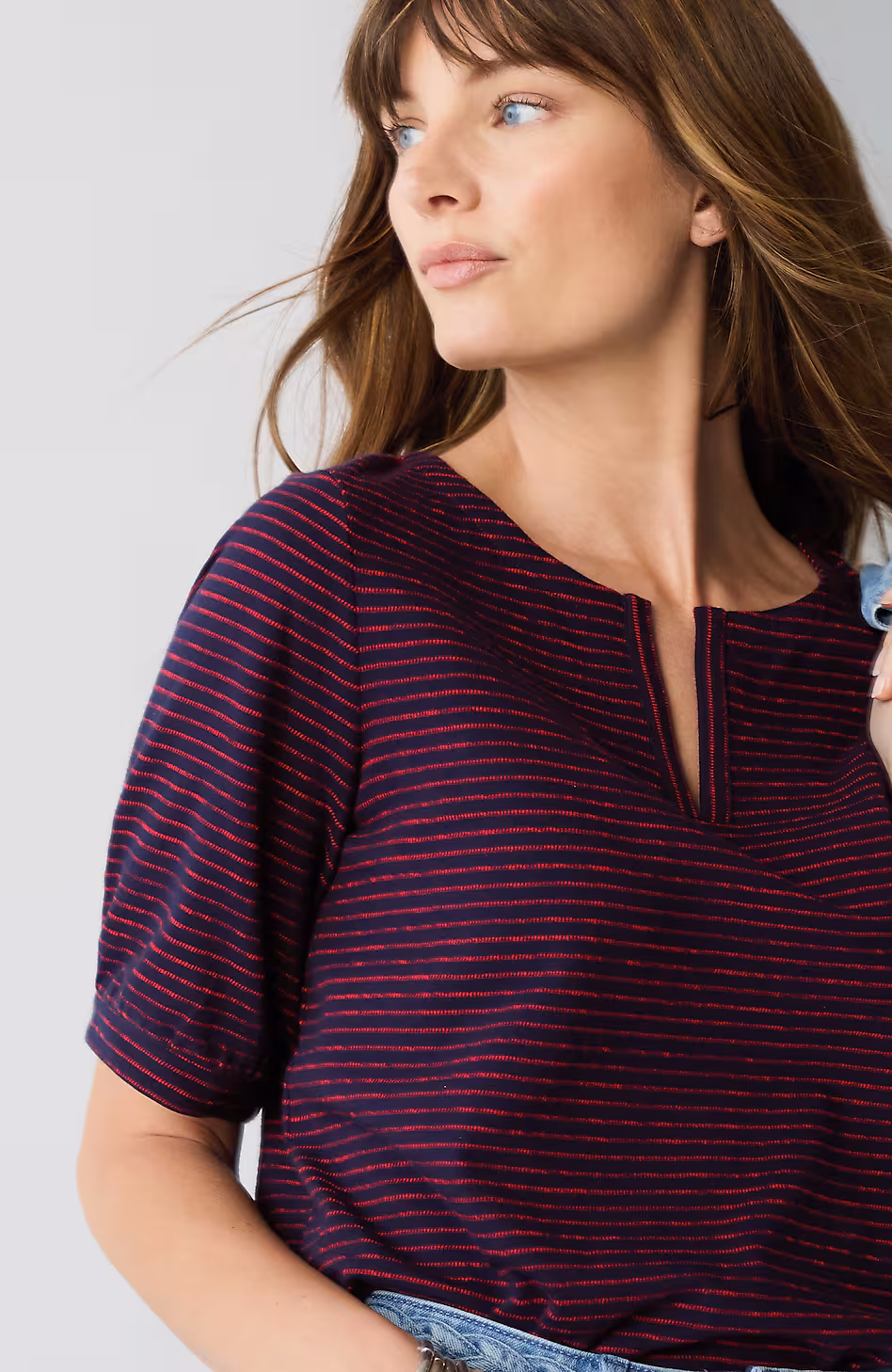 Striped-Jacquard Top