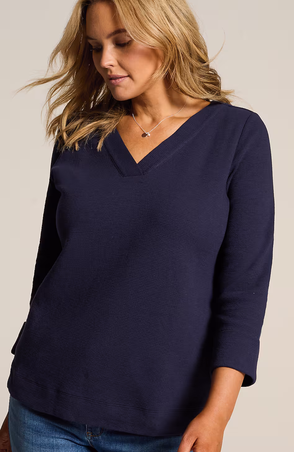 Ottoman-Knit Rolled-Cuff Top