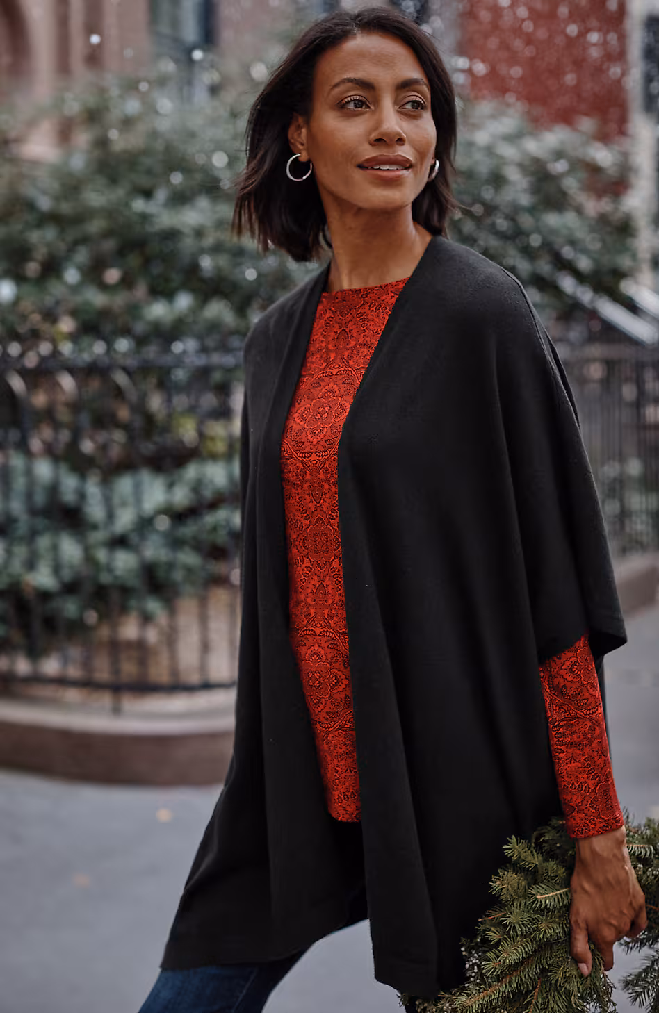 Luxe Rib-Trimmed Knit Ruana