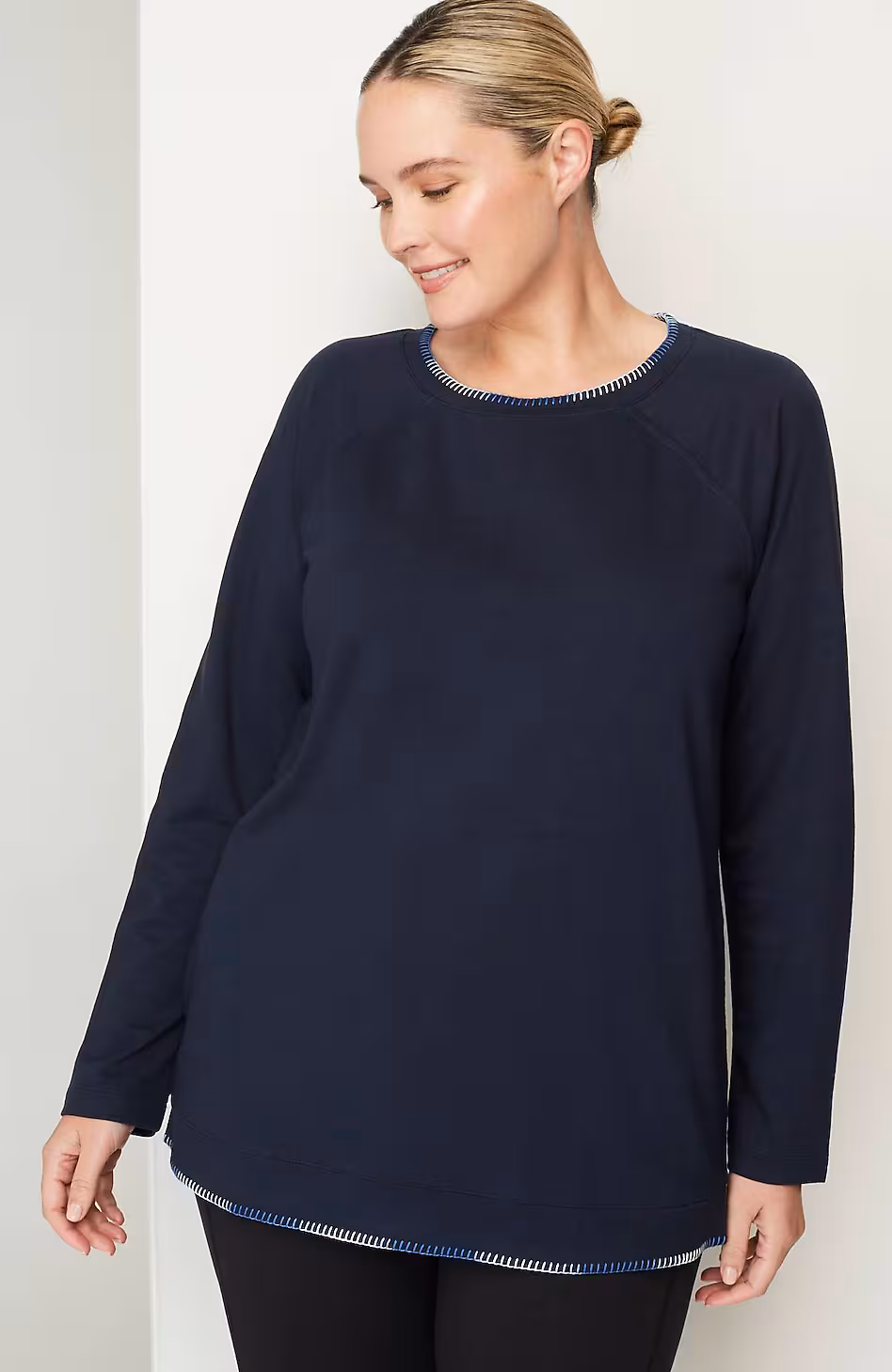 Fit Ombré-Stitched Tunic Sweatshirt