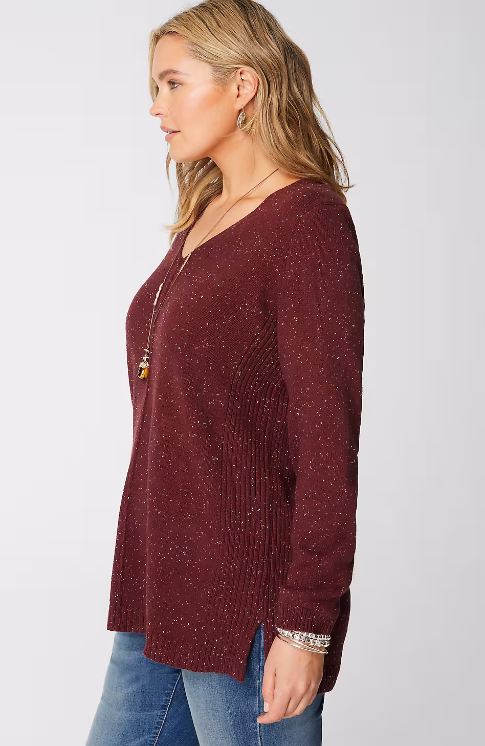 Tweeded-Cotton Sweater Tunic
