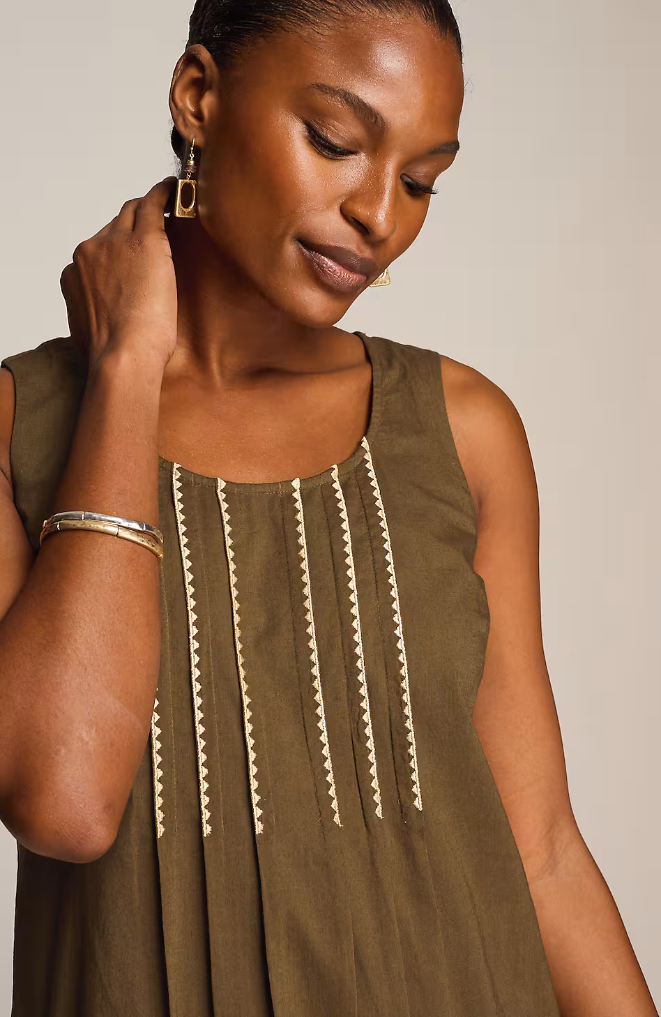 Pure Jill Embroidered Midi Dress