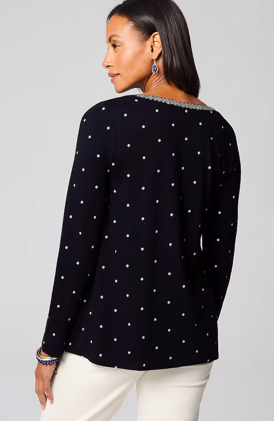 Embroidered & Printed Dot Top