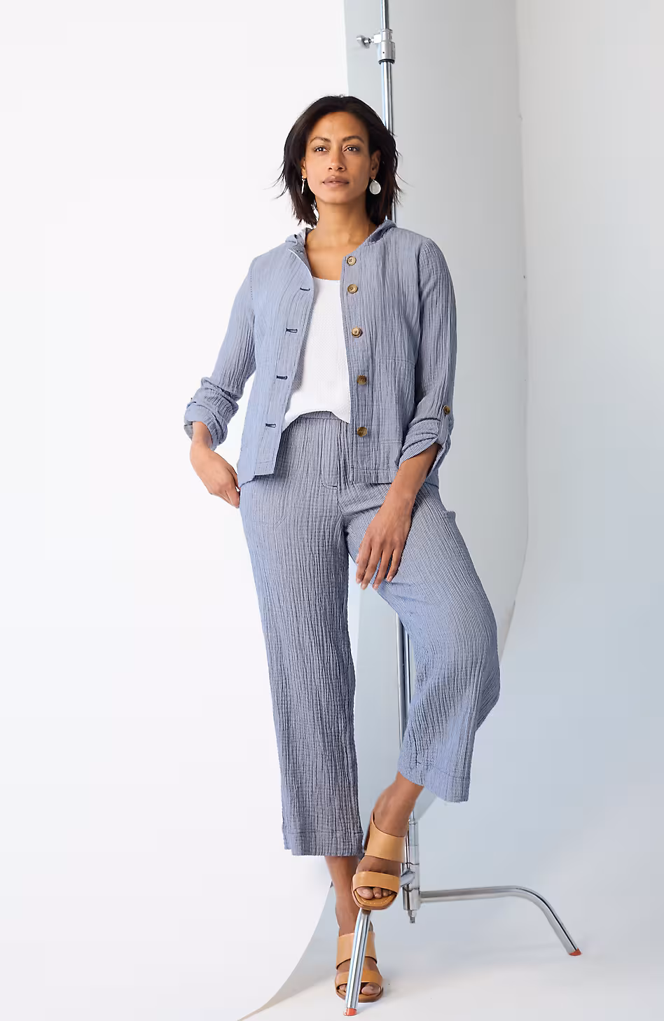 Cotton-Gauze Hooded Jacket