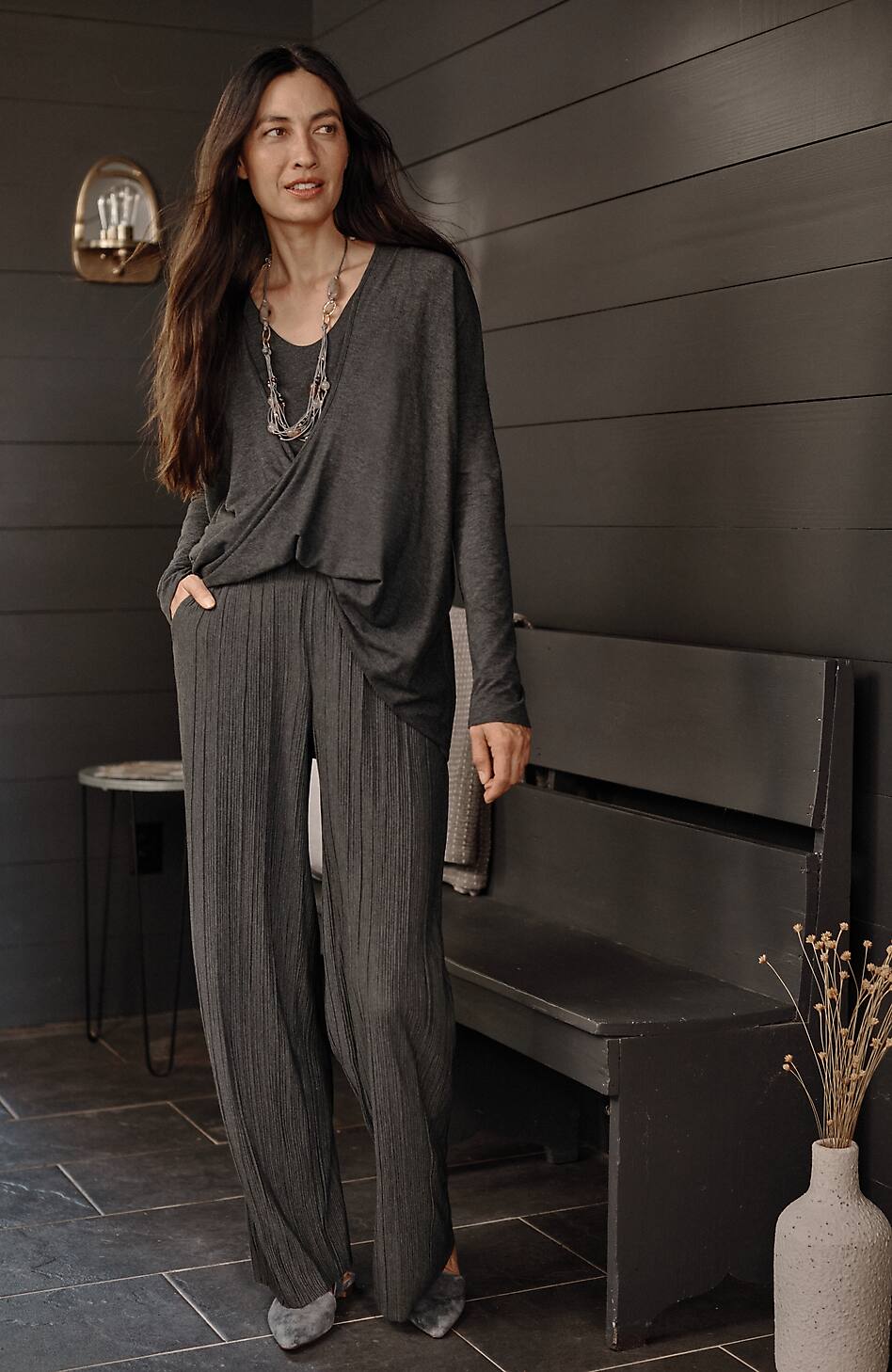 Pure Jill Pleated Wide-Leg Pants