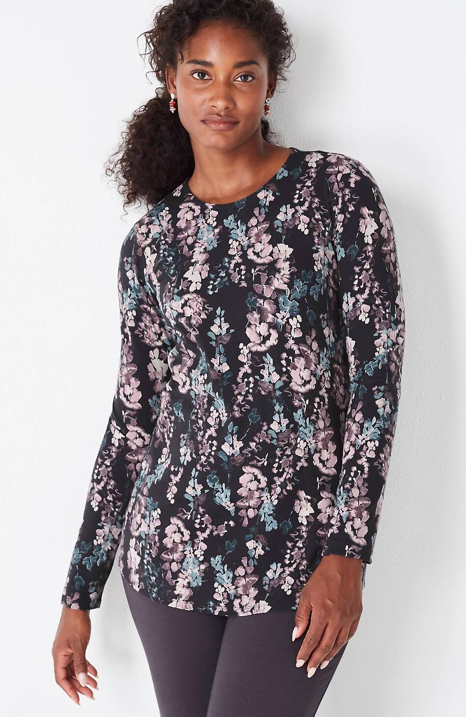 Pure Jill Long-Sleeve Shirttail Tee